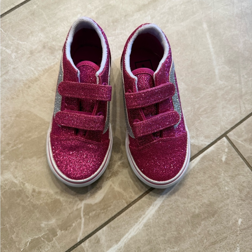 Toddler Vans Pink Sparkle Velcro Sneakers - Pink Glitter